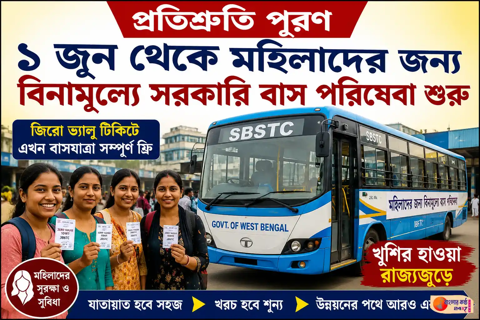 মহিলাদের জন্য ফ্রি বাস পরিষেবা চালু, খুশির হাওয়া পুরুলিয়ায় - Featured News Image